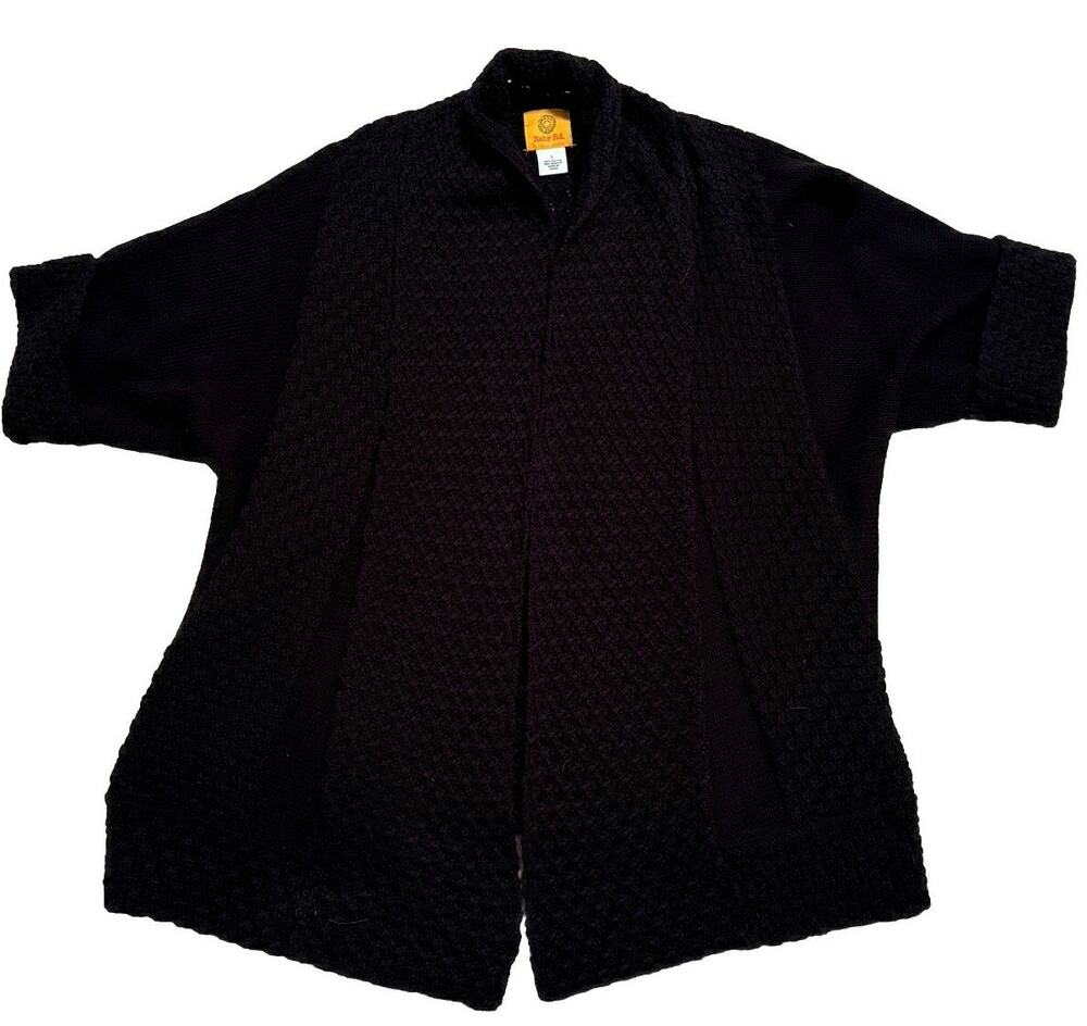 Ruby Rd Black Short-Sleeved Cardigan/Shrug Sweater-Size L